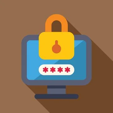 Computer security system showing password being entered securely Stock Illustration