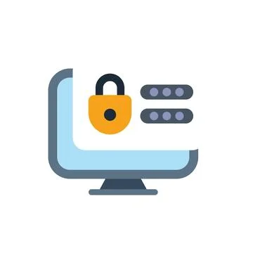 Computer security system showing password protection with padlock 스톡 일러스트