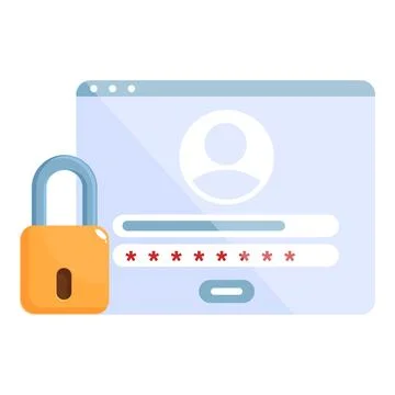 Computer security system showing user login with padlock protecting privacy Illustrazione stock