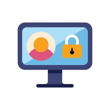 Computer security system showing user account being protected with padlock Illustrazione stock