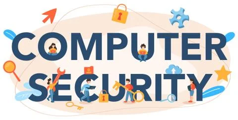 Computer security typographic header. Idea of digital data Illustrazione stock