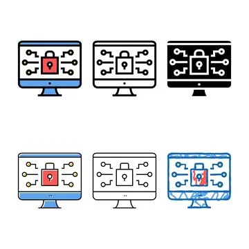 Computer security variants color icon vector Stock Illustration