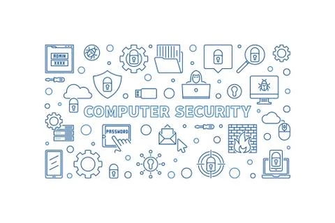 Computer Security vector concept horizontal banner Illustrazione stock