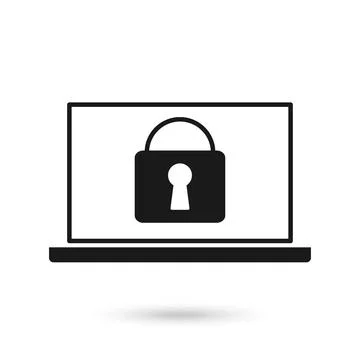 Computer security vector illustration, black flat design Stock Illustration