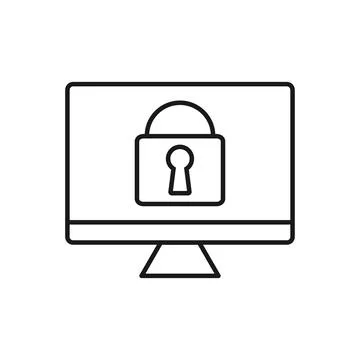 Computer security vector illustration, flat design sign Stock Illustration