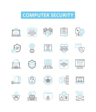 Computer security vector line icons set. Antivirus, Firewall, Encryption Illustrazione stock