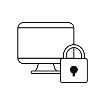 Computer security on white background Illustrazione stock
