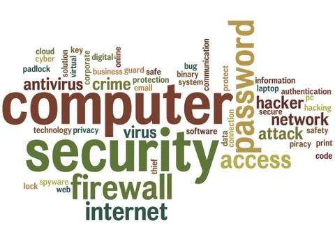 Computer security, word cloud concept Ilustración de archivo