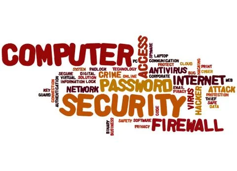 Computer security, word cloud concept Ilustración de archivo