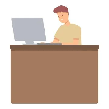 Computer seller icon cartoon vector. Teenager first job Stock Illustration