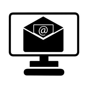Computer, send, receive, mail, envelope, computer send receive email icon Stock Illustration