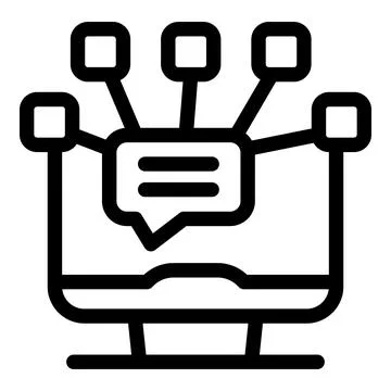Computer sending message to multiple devices icon showing online communicatio Stock Illustration