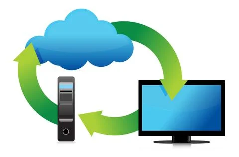 Computer server and cloud storage 스톡 일러스트