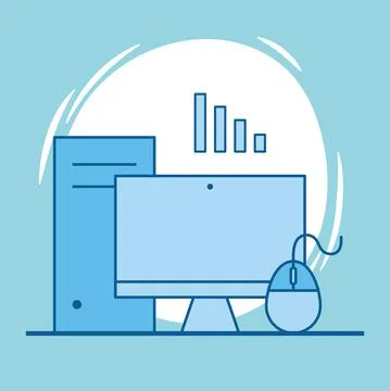 Computer server and mouse Illustrazione stock