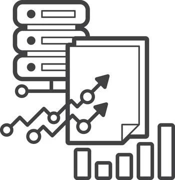 Computer server and report illustration in minimal style Stock Illustration