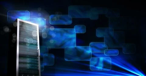 Computer server and technology information interface Illustrazione stock