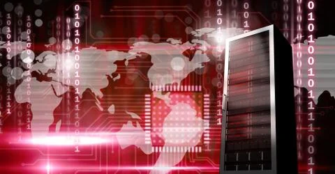 Computer server and technology information interface Illustrazione stock