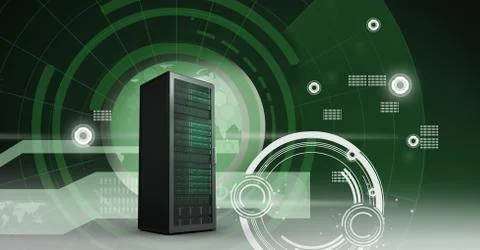 Computer server and technology information interface Stock Illustration