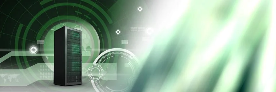 Computer server and technology information interface transition Illustrazione stock