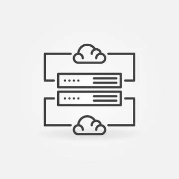 Computer Server with Clouds vector outline concept icon Stock-Illustration