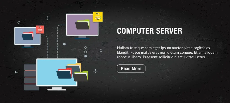 Computer server concept banner for internet. Stock Illustration