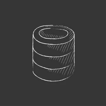 Computer server. Drawn in chalk icon Stock Illustration
