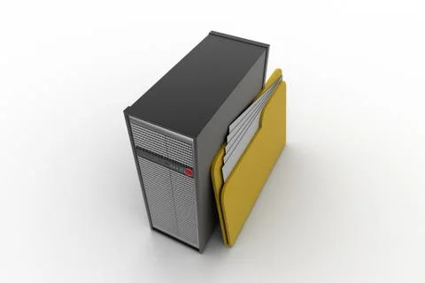 Computer server with file folder Free Stock Illustration
