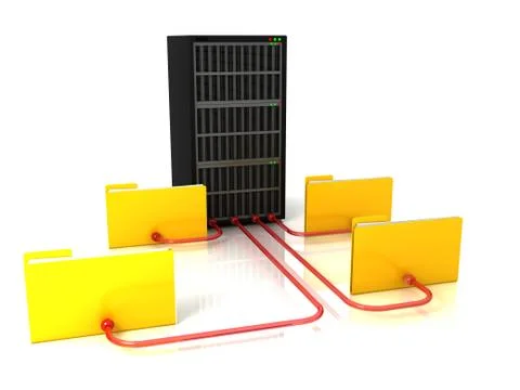 Computer server with file folders Stock Illustration