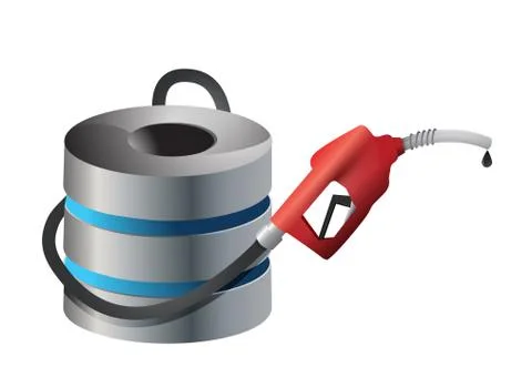 Computer server with a gas pump nozzle Illustrazione stock