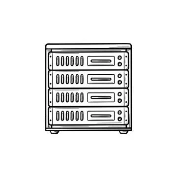 Computer server hand drawn outline doodle icon. Stock-Illustration