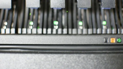 Computer server harddisk LED error alert sign Stock Footage 74163993