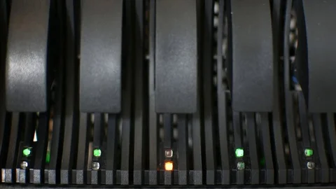 Computer server harddisk LED error alert sign Stock Footage 74164015