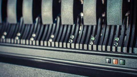 Computer server harddisk LED error alert sign Stock Photos