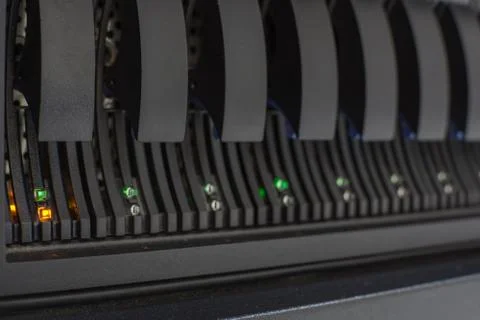 Computer server harddisk LED error alert sign Stock Photos