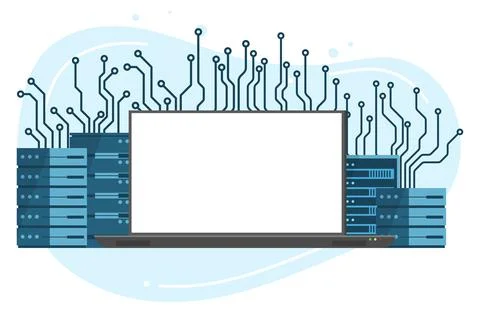 Computer server hub technology in many styles. Technology bitcoin cryptocurrency Stock Illustration