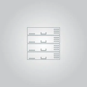 Computer Server icon, flat design Stock Illustration