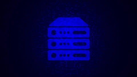 Computer server icon made with binary code, Server and data storage background Stock Footage 336603019
