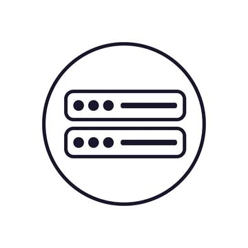 Computer server icon in a round circle. Cloud hosting. Vector. Stock Illustration