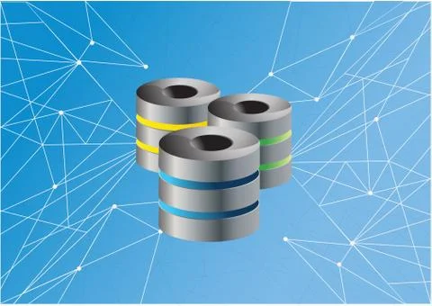 Computer server over a technology network diagram Stock Illustration