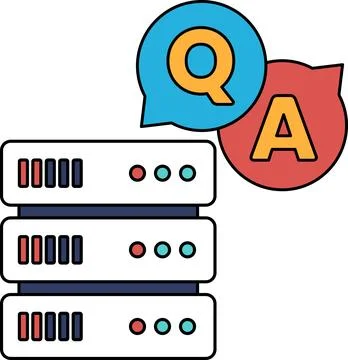 A computer server with a Q and A symbol above it Stock-Illustration