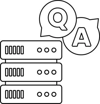 A computer server with a Q and A symbol above it Stock-Illustration