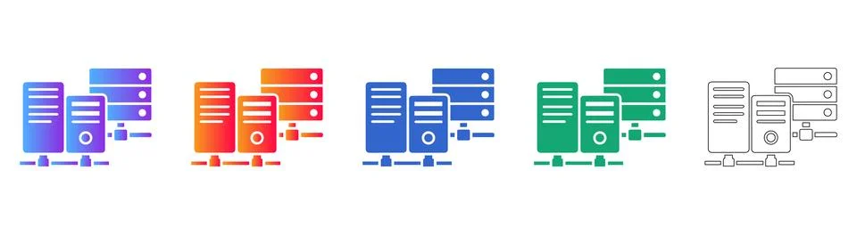 Computer Server Rack Infrastructure Icons Stock Illustration