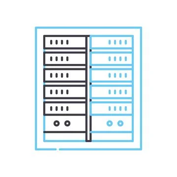 Computer server rack line icon, outline symbol, vector illustration, concept Illustrazione stock