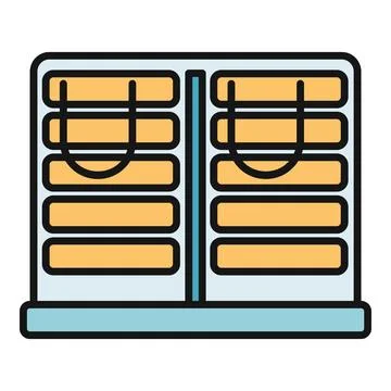 Computer server rack managing data storage and network Stock-Illustration