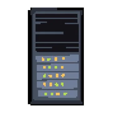 Computer server rack pixel art vector illustration Illustrazione stock