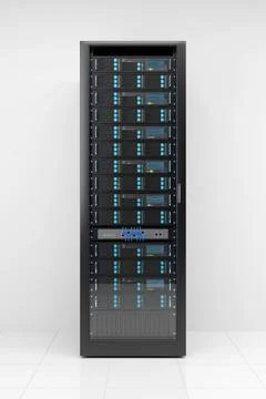 Computer server rack on white background. 3d illustration. Stock Illustration