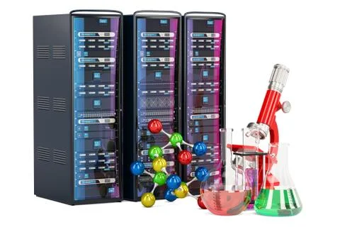 Computer Server Racks for science concept. 3D rendering Stockillustratie