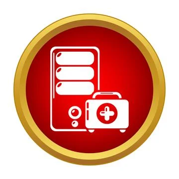 Computer server repairing first aid kit icon Illustrazione stock