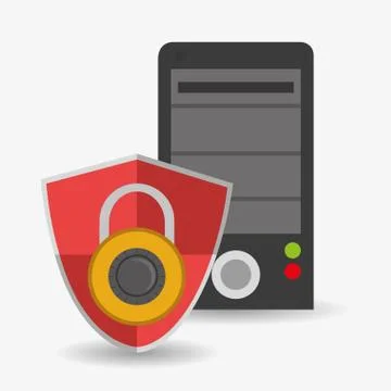Computer server  system security design Illustrazione stock