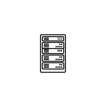 Computer server tower data storage hardware line art illustration Stock Illustration